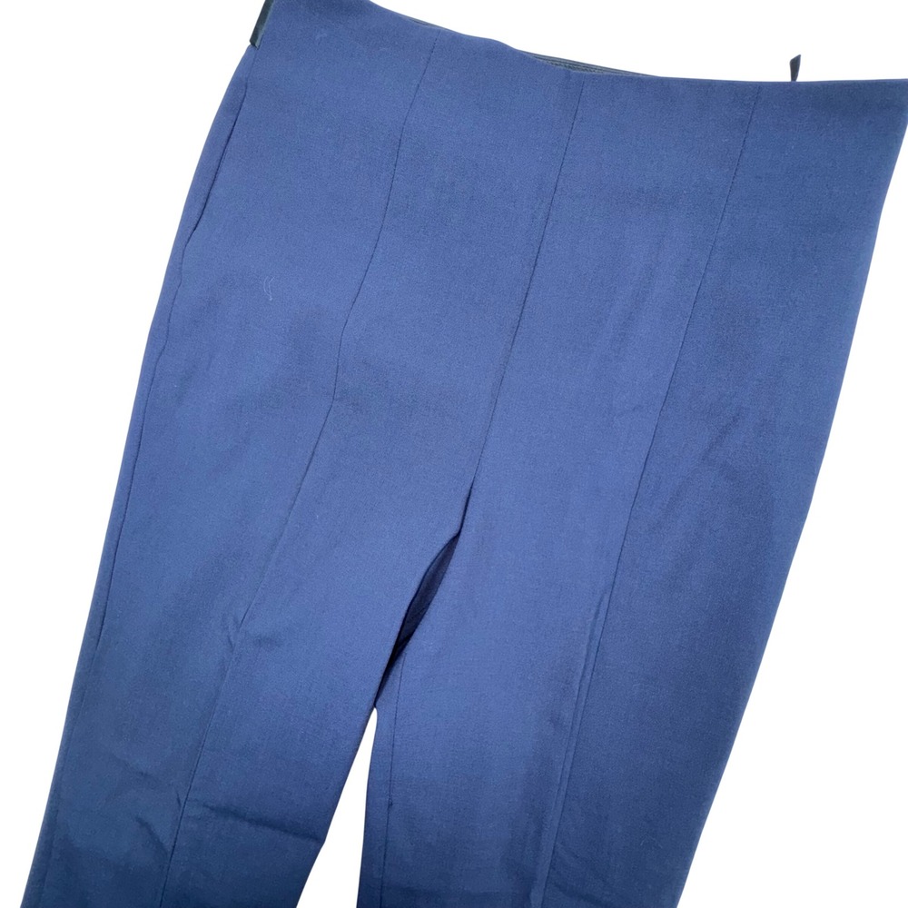 Tory Burch Pants Women 2 Navy Blue Pintuck Satin Waist Tailored Zip‎ Classic